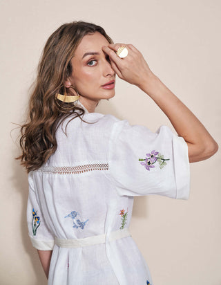Pozruh-Alpha Ivory Shirt Dress-INDIASPOPUP.COM