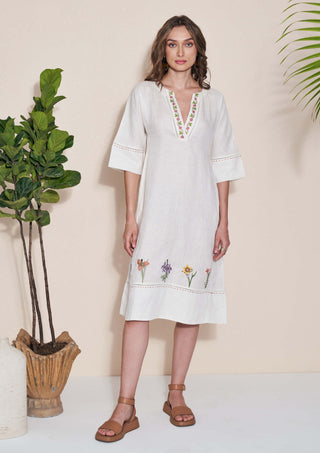 Pozruh-Pelican White Midi Dress-INDIASPOPUP.COM