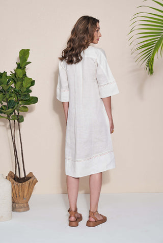 Pozruh-Pelican White Midi Dress-INDIASPOPUP.COM