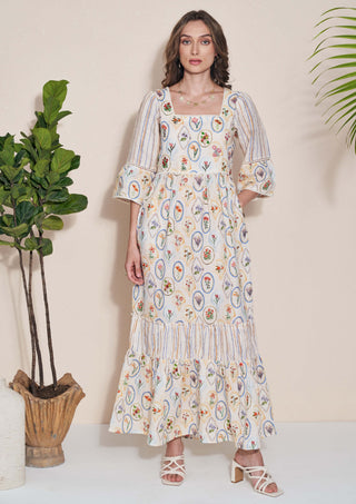 Pozruh-Adelie Ivory Maxi Dress-INDIASPOPUP.COM