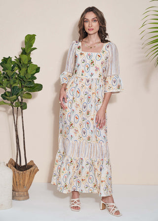 Pozruh-Adelie Ivory Maxi Dress-INDIASPOPUP.COM