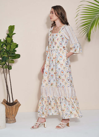 Pozruh-Adelie Ivory Maxi Dress-INDIASPOPUP.COM