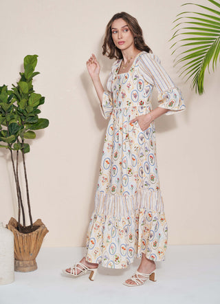 Pozruh-Adelie Ivory Maxi Dress-INDIASPOPUP.COM