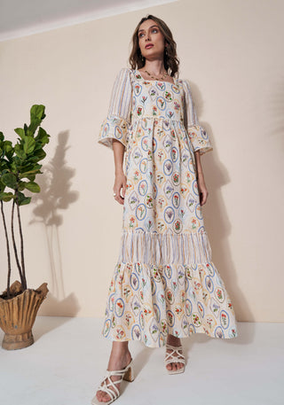 Pozruh-Adelie Ivory Maxi Dress-INDIASPOPUP.COM