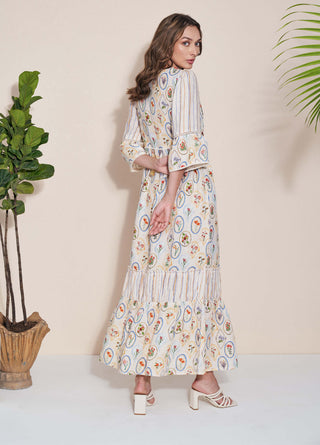 Pozruh-Adelie Ivory Maxi Dress-INDIASPOPUP.COM