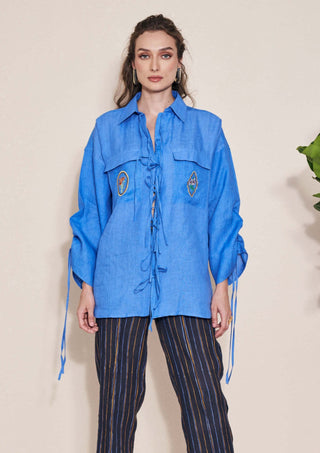Pozruh-Billie Blue String Shirt-INDIASPOPUP.COM