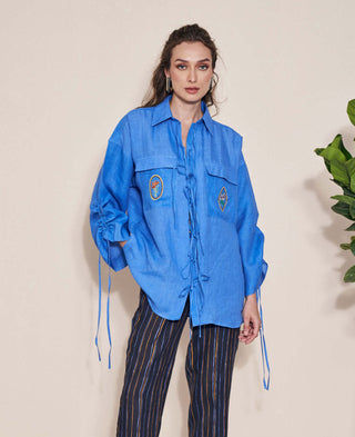 Pozruh-Billie Blue String Shirt-INDIASPOPUP.COM