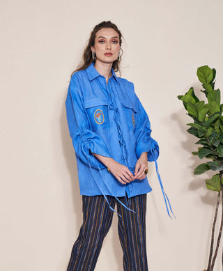 Pozruh-Billie Blue String Shirt-INDIASPOPUP.COM