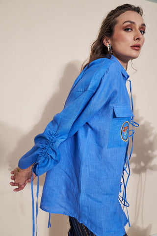 Pozruh-Billie Blue String Shirt-INDIASPOPUP.COM
