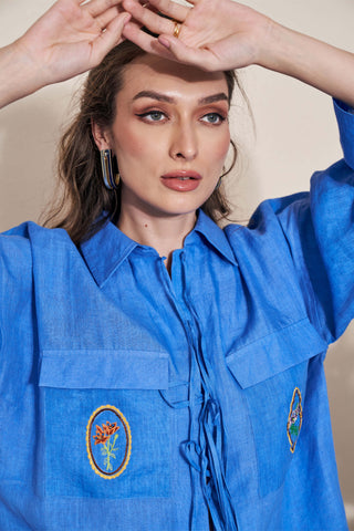 Pozruh-Billie Blue String Shirt-INDIASPOPUP.COM