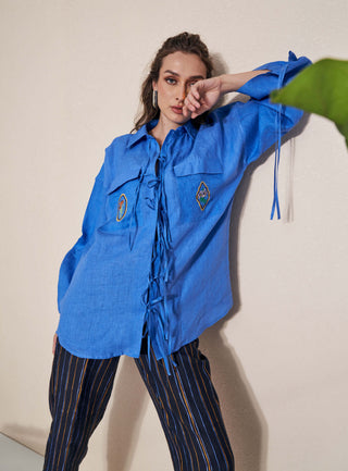 Pozruh-Billie Blue String Shirt-INDIASPOPUP.COM