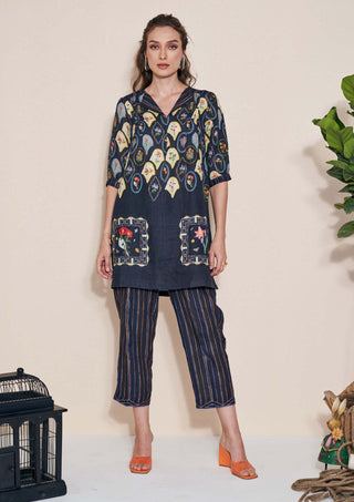 Pozruh-Magpie Black Tunic And Trouser-INDIASPOPUP.COM