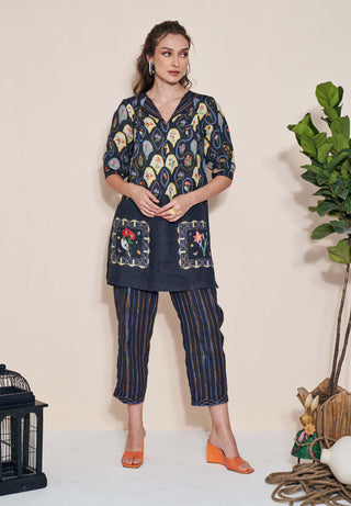 Pozruh-Magpie Black Tunic And Trouser-INDIASPOPUP.COM