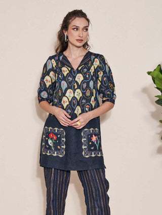 Pozruh-Magpie Black Tunic-INDIASPOPUP.COM