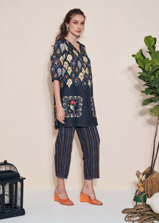 Pozruh-Magpie Black Tunic And Trouser-INDIASPOPUP.COM