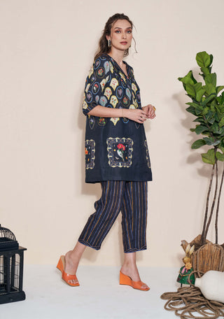 Pozruh-Magpie Black Tunic And Trouser-INDIASPOPUP.COM