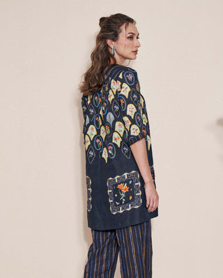 Pozruh-Magpie Black Tunic-INDIASPOPUP.COM