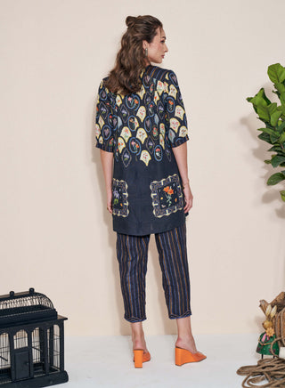 Pozruh-Magpie Black Tunic And Trouser-INDIASPOPUP.COM