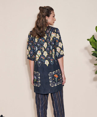 Pozruh-Magpie Black Tunic-INDIASPOPUP.COM