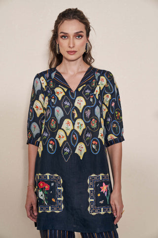 Pozruh-Magpie Black Tunic-INDIASPOPUP.COM