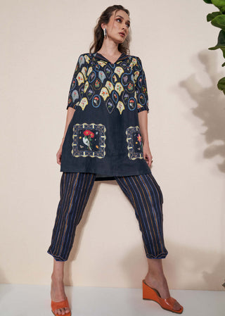 Pozruh-Magpie Black Tunic And Trouser-INDIASPOPUP.COM