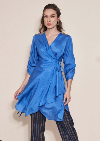 Pozruh-Rio Blue Asymmetric Top-INDIASPOPUP.COM