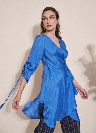 Pozruh-Rio Blue Asymmetric Top-INDIASPOPUP.COM