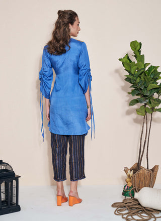 Pozruh-Rio Blue Asymmetric Top-INDIASPOPUP.COM