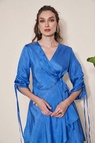 Pozruh-Rio Blue Asymmetric Top-INDIASPOPUP.COM