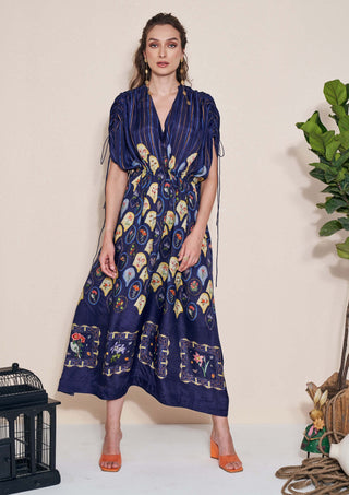 Pozruh-Mynah Navy Blue Kaftan-INDIASPOPUP.COM