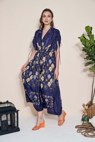 Pozruh-Mynah Navy Blue Kaftan-INDIASPOPUP.COM