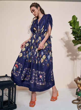 Pozruh-Mynah Navy Blue Kaftan-INDIASPOPUP.COM