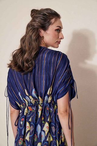 Pozruh-Mynah Navy Blue Kaftan-INDIASPOPUP.COM