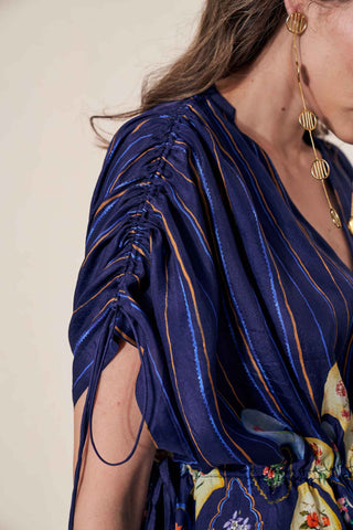 Pozruh-Mynah Navy Blue Kaftan-INDIASPOPUP.COM