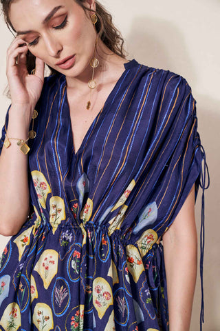 Pozruh-Mynah Navy Blue Kaftan-INDIASPOPUP.COM