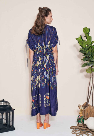 Pozruh-Mynah Navy Blue Kaftan-INDIASPOPUP.COM