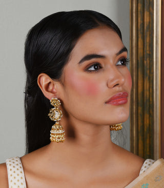 Lavanya White Kundan Jhumki by Preeti Mohan available on Indiaspopup.com