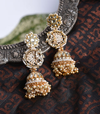 Lavanya White Kundan Jhumki by Preeti Mohan available on Indiaspopup.com