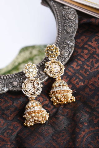 Lavanya White Kundan Jhumki by Preeti Mohan available on Indiaspopup.com