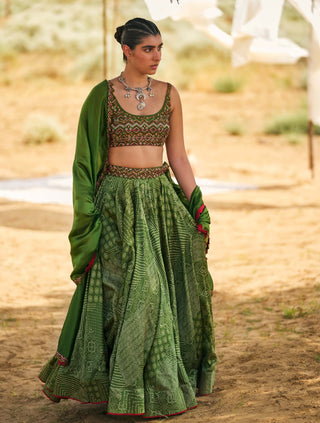 Punit Balana Kaccha Aam Bandhani Lehenga Set available on indiaspopup
