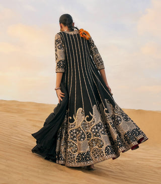 Punit Balana Black Rani Sa Anarkali And Jacket available on indiaspopup