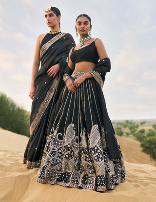 Punit Balana Black Rani Sa Lehenga Set available on indiaspopup