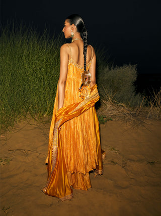 Punit Balana Mustard Ghoomar Anarkali Set available on indiaspopup