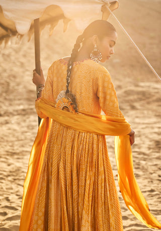 Punit Balana Mustard The Pakeezah Angarakha Set available on indiaspopup