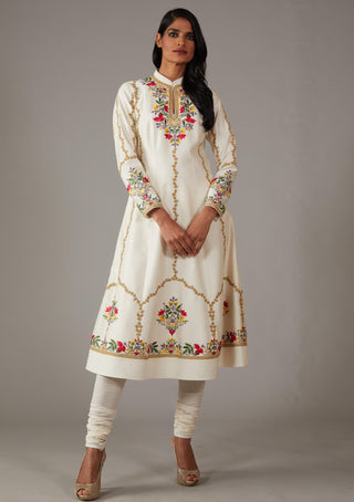 Rohit Bal-Ivory Multicolor Embroidery Kurta Set-INDIASPOPUP.COM