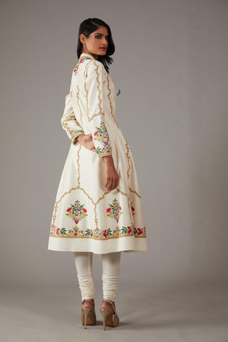 Rohit Bal-Ivory Multicolor Embroidery Kurta Set-INDIASPOPUP.COM