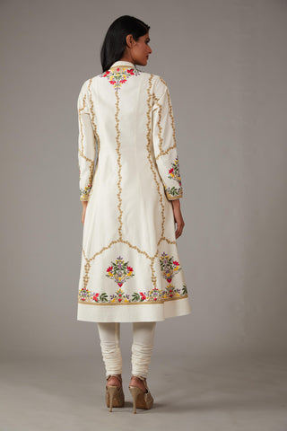 Rohit Bal-Ivory Multicolor Embroidery Kurta Set-INDIASPOPUP.COM