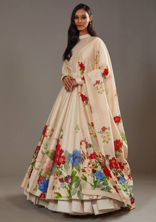 Rohit Bal-Ivory Multicolour Printed Anarkali Set-INDIASPOPUP.COM