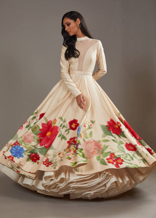 Rohit Bal-Ivory Multicolour Printed Anarkali Set-INDIASPOPUP.COM