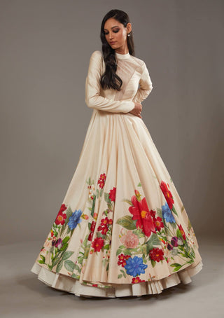 Rohit Bal-Ivory Multicolour Printed Anarkali Set-INDIASPOPUP.COM